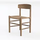 Minimalist Solid Oak Woven Seat Dining Chair 3D Model Left 45 Degree View