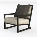 Modern Two Tone Fabric Wooden Armchair 3D Model Left 45 Degree View