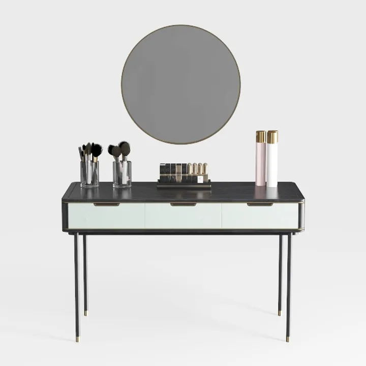 FUNKOCO Black Small Writing Desk with Drawers, 40