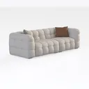 Minimalist White Fabric Tufted Extra Large Sofa 3D Model Right 45 Degree View