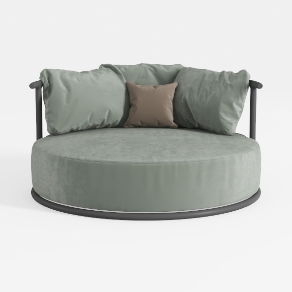 Oversized Round Chair with Ottoman, 47-inch Chaise