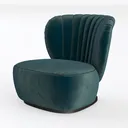 Modern Teal Velvet Channel Tufted Accent Chair 3D Model Left 45 Degree View
