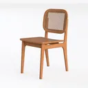 Rattan Dining Chairs Set of 4 White Lambswool Left 45 Degree View