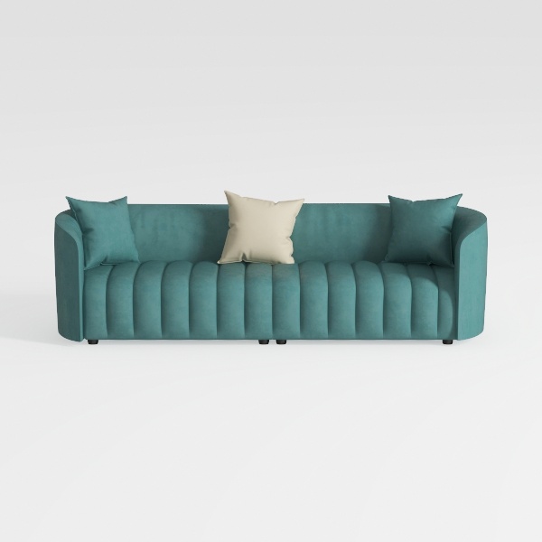 Velvet Couch With Extra Deep Seats, 3 Seater Sofa