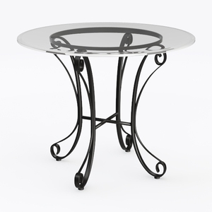 Vintage Metal Glass Top Round Dining Table 3D Model