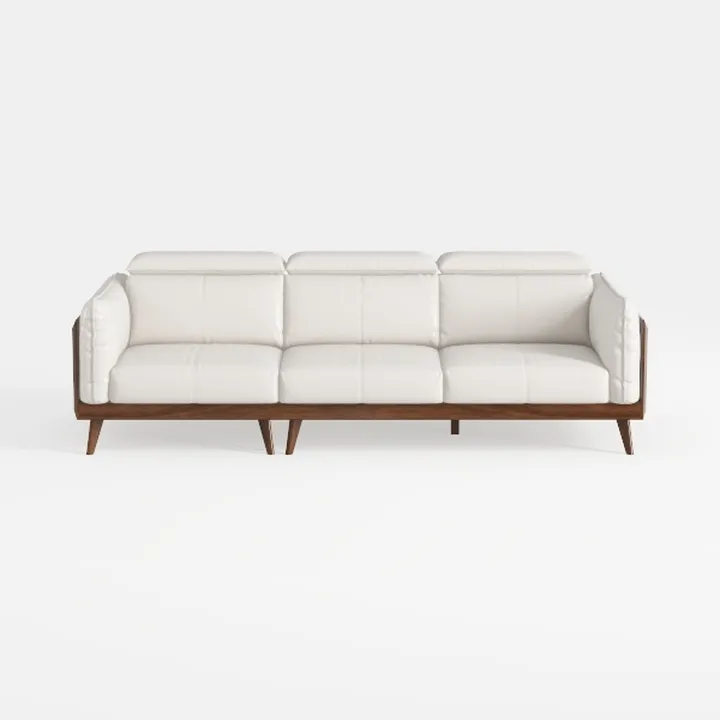 90.5" Boucle Couch - Boho Couch with Low Backrest 