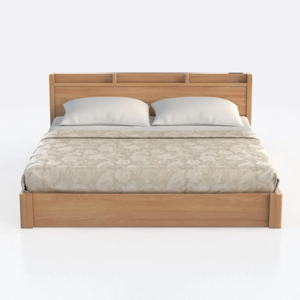 BOWERY HILL Modern Wood Queen Panel Platform Bed i