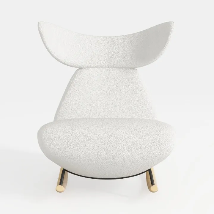 Minimalist Boucle Fabric Rocking Chair 3D Model