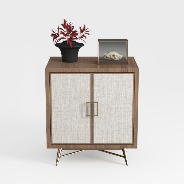 40" Sideboard Buffet With Storage, Rattan Small