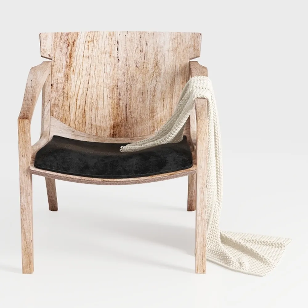 Clihome Mid-Century Modern Accent Chair with Wood 