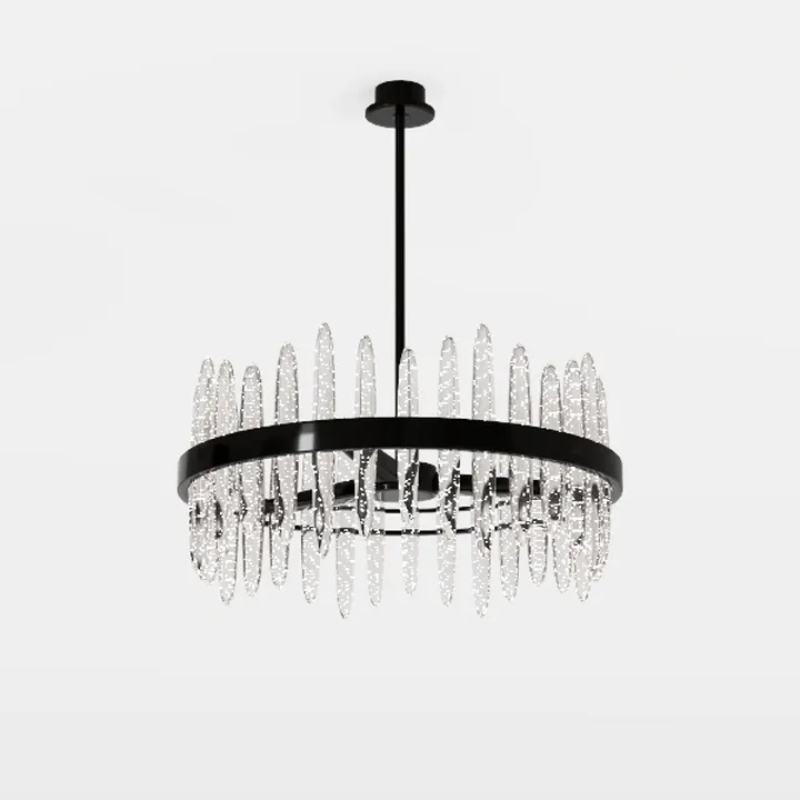 Modern Black Metal Clear Glass Chandelier 3D Model