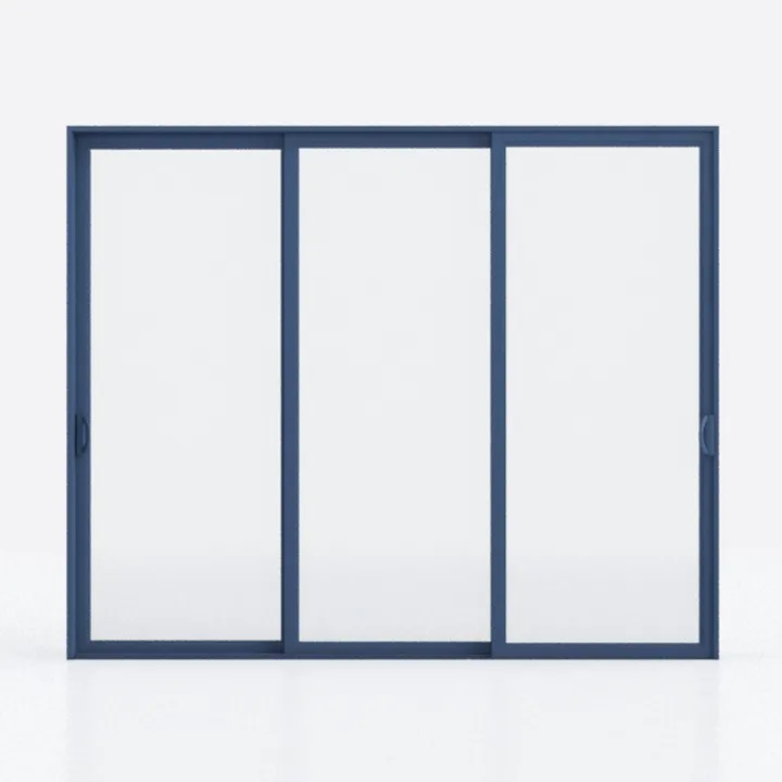 Navy Blue Metal Glass Triple Sliding Patio Door 3D Model