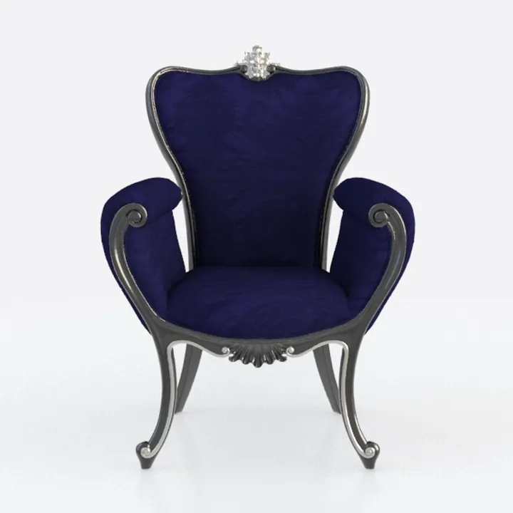Vintage Velvet Upholstered Ornate Armchair 3D Model