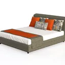 Benjara Kiran Queen Size Platform Bed, Gray Uphols Left 45 Degree View