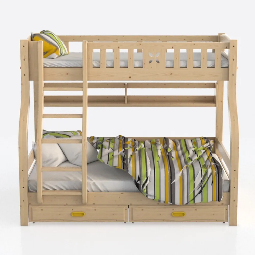 Full XL Over Queen Bunk Bed with Full Length Guard