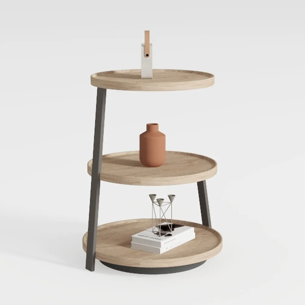 BEWISHOME Round End Table Side Table with Metal