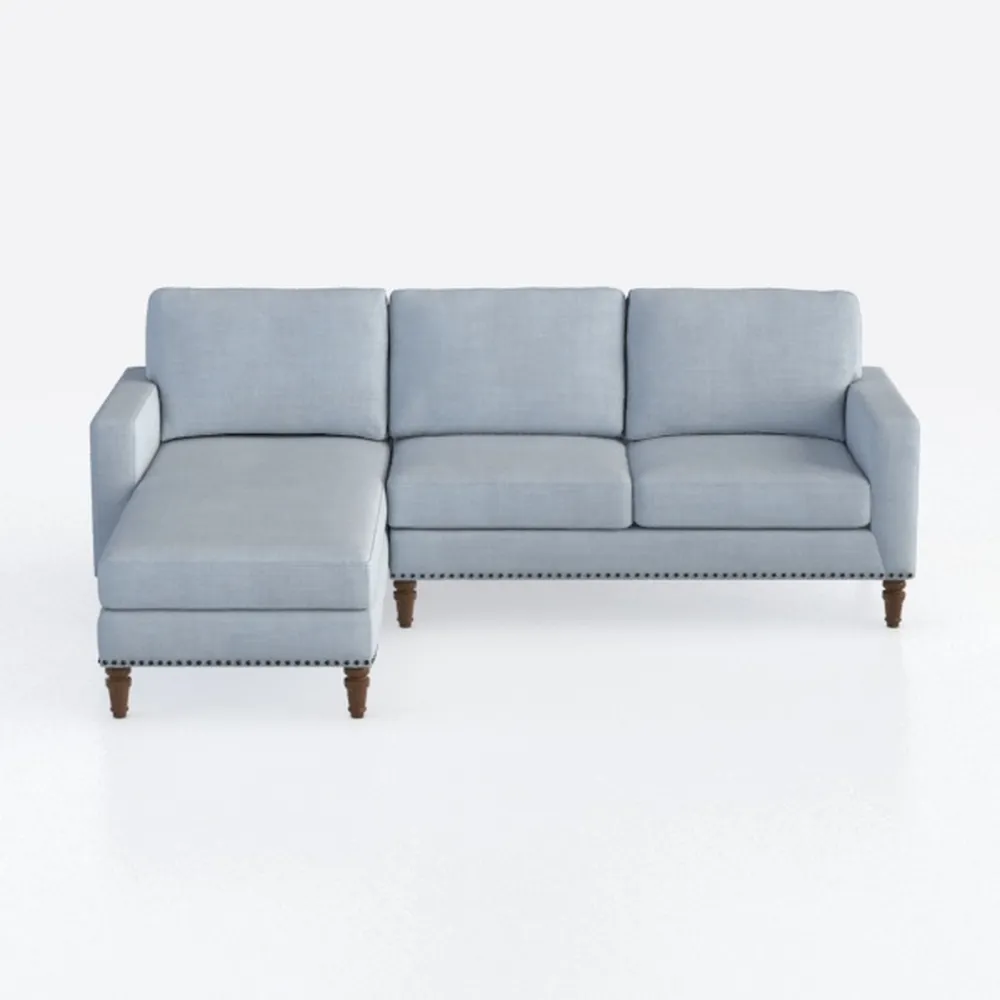 Stylish Light Gray Upholstered Sectional Sofa with