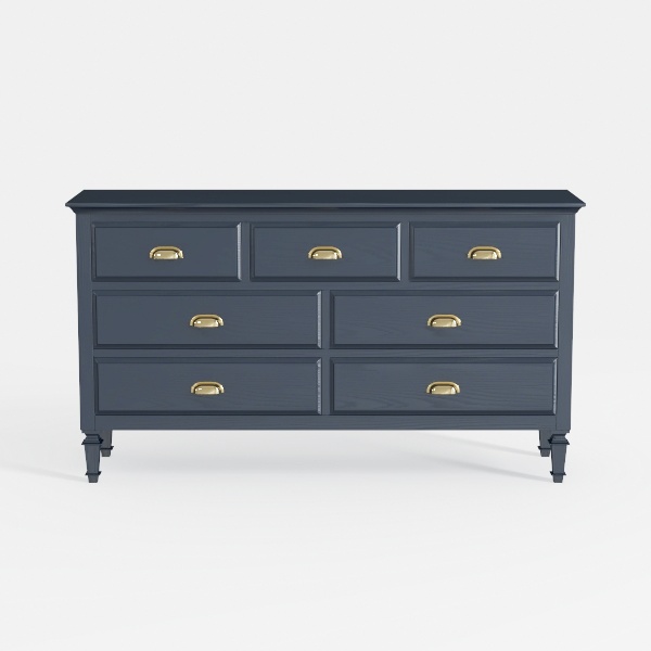 Black Dresser, Farmhouse 6 Drawer Dresser for