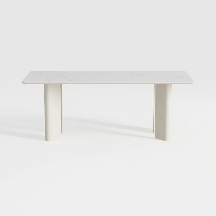 Akate Ceramic Top and Natural Double Pedestal Dini