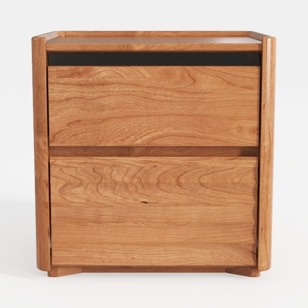 Double Drawer Design Bedroom Bedside Table, Simple