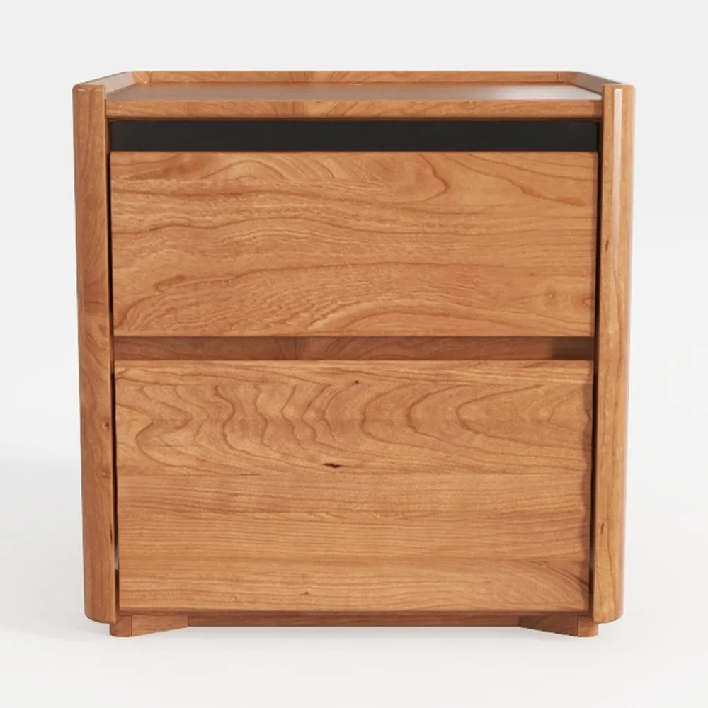 Double Drawer Design Bedroom Bedside Table, Simple