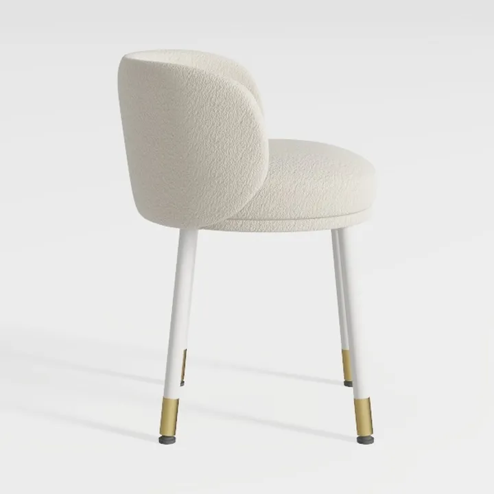 Minimalist Boucle Upholstered Armchair with Gold Accent Metal Legs 3D Model
