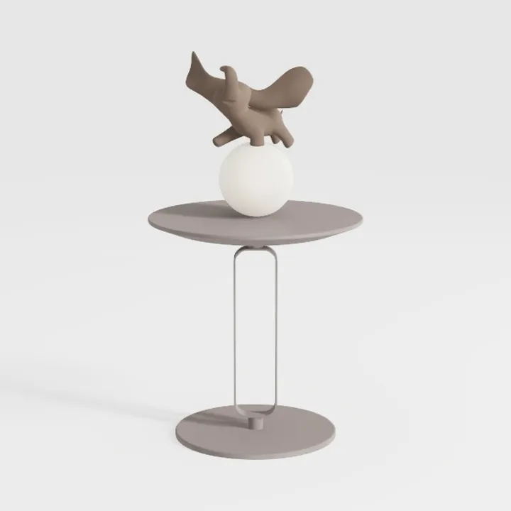 Elegant Round Side Table with Slate Top and Carbon