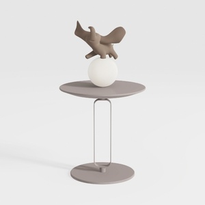 Elegant Round Side Table with Slate Top and Carbon