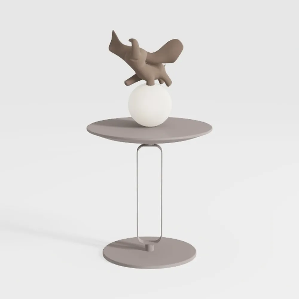 Elegant Round Side Table with Slate Top and Carbon