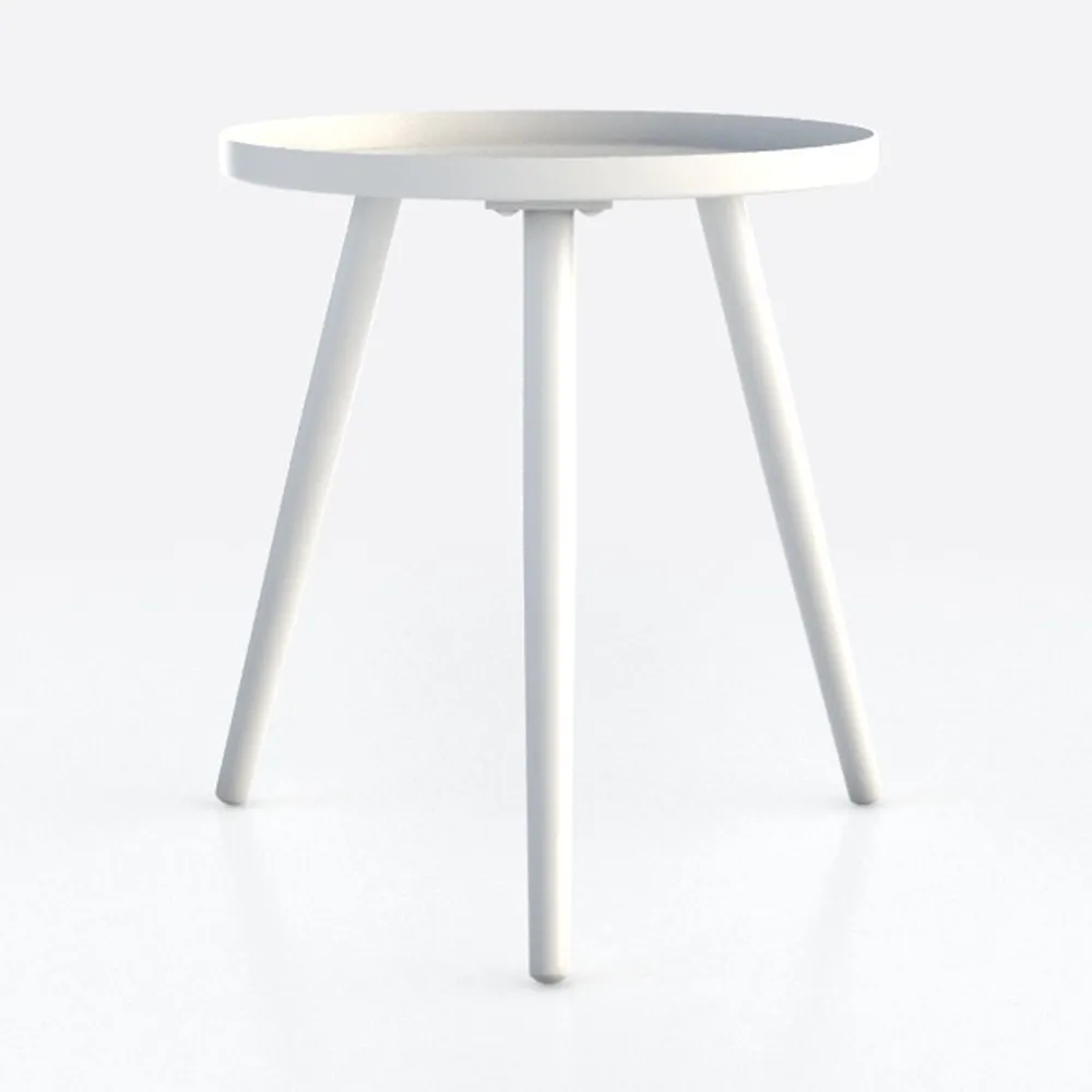 Apicizon Round White Side Table, Tray Nightstand