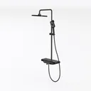 Black Metal Dual Spray Wall Mounted Shower System 3D Model Left 45 Degree View