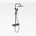 Black Metal Dual Spray Wall Mounted Shower System 3D Model Right 45 Degree View