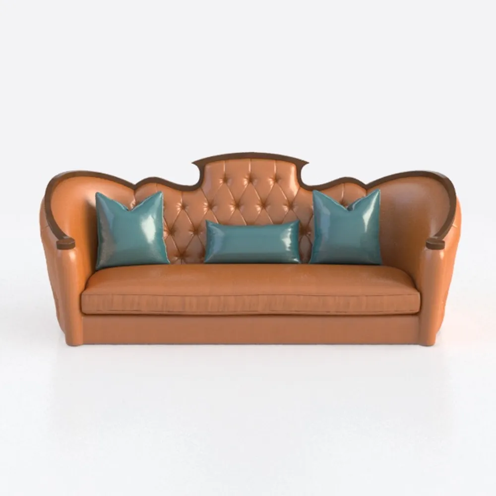 DESIGNER97 66" Chesterfield Faux Leather Sofa, Hig