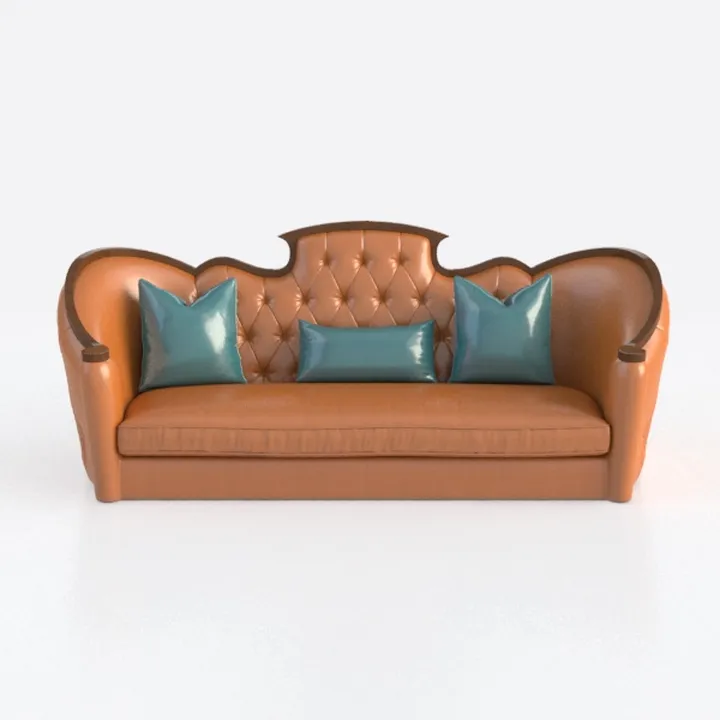 DESIGNER97 66" Chesterfield Faux Leather Sofa, Hig