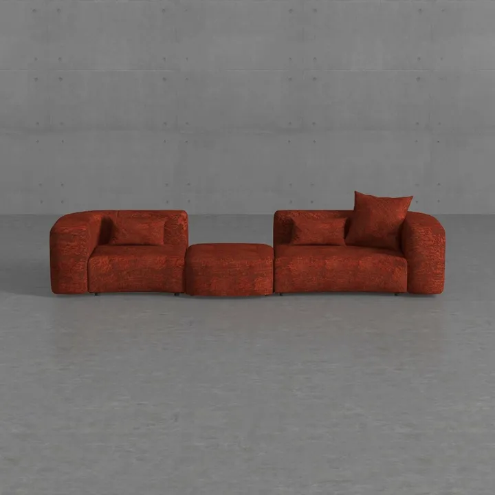 Minimalist Fabric Modular Sofa Set with Ottoman 3D Model