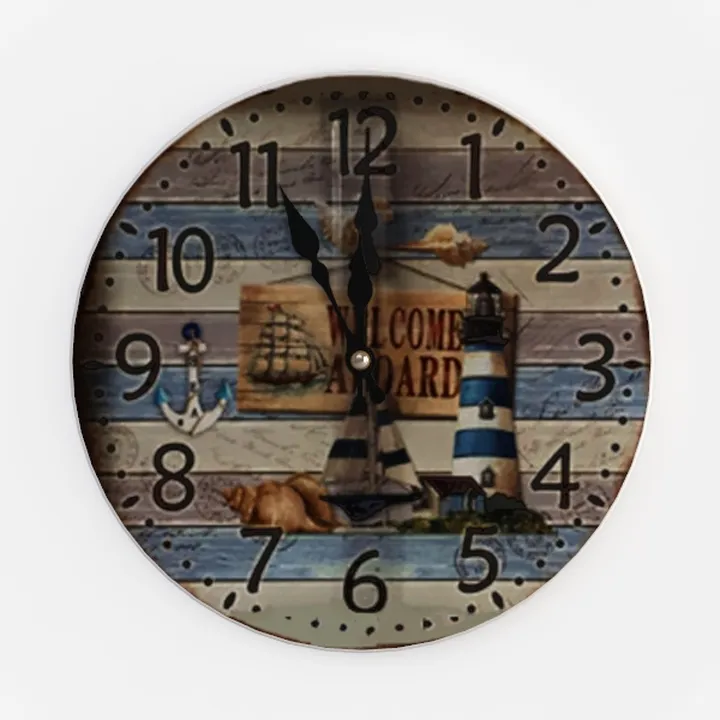 Coastal Nautical Wooden Wall Clock 3D Model