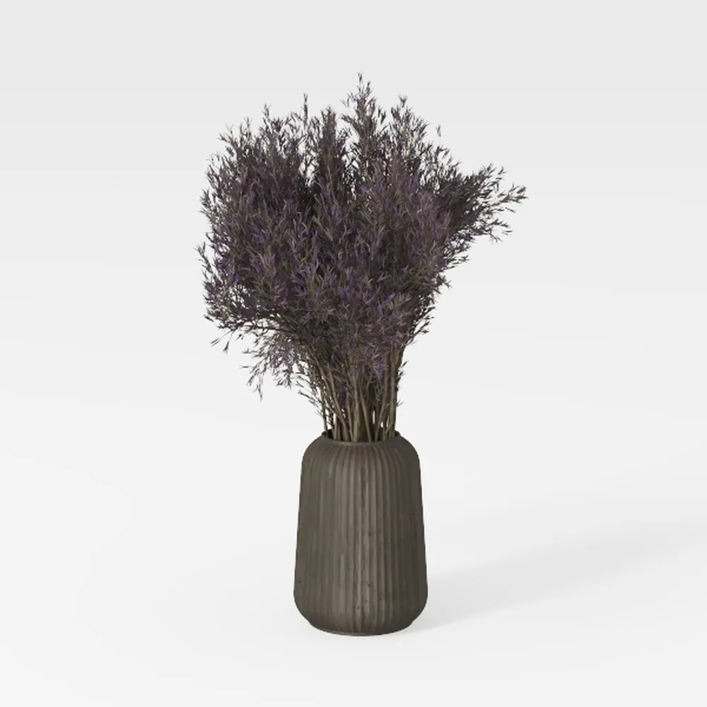 Rustic Ceramic Vase, 13.4" Black Farmhouse Tall