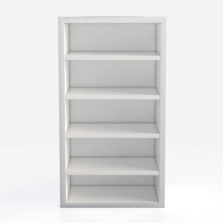 Minimalist White Solid Wood Bookshelf Open Storage 3D Model