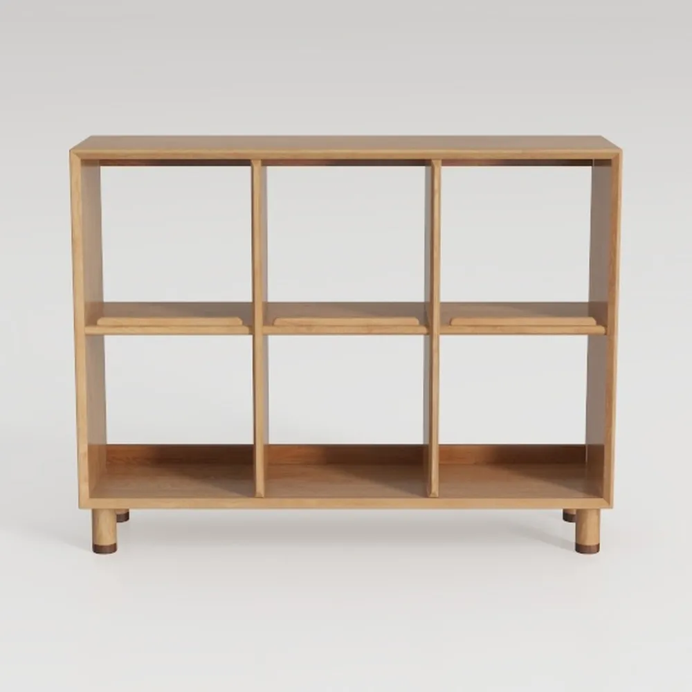 Tangkula 6 Cube Low Bookshelf, 2-Tier Short Wood