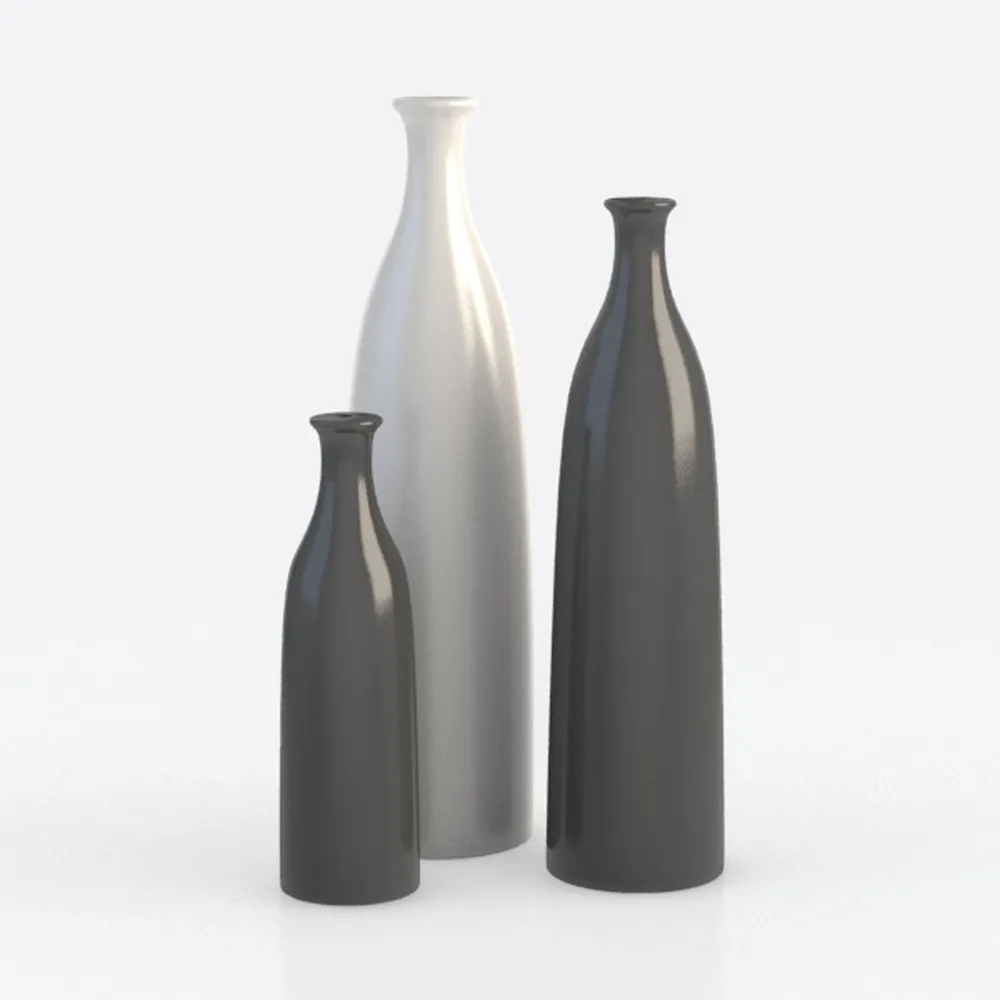 Sullivans White Ceramic Vase Set-Warm Beige