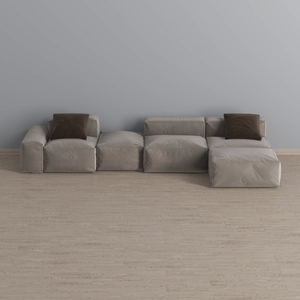 Minimalist Fabric L Shaped Modular Sectional Sofa 3D Model