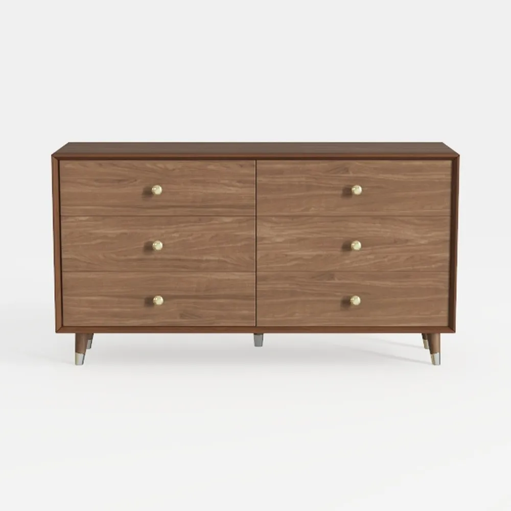 Prepac Milo Mid-Century Modern 6 Drawer Double