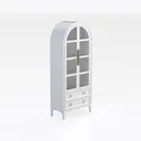 Modern White Solid Wood Arched Glass Display Cabinet 3D Model Right 45 Degree View