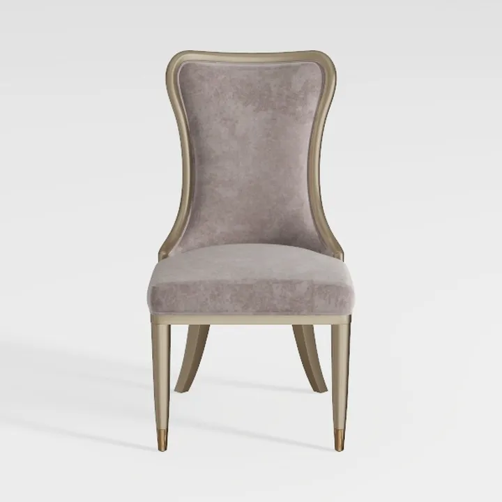 Modern Velvet Upholstered Gold Accent Dining Chair 3D Model