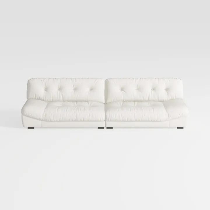 Minimalist White Leather Tufted Large Modular Sofa 3D Model