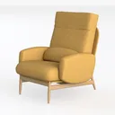Modern Mustard Fabric Solid Wood Armchair 3D Model Left 45 Degree View