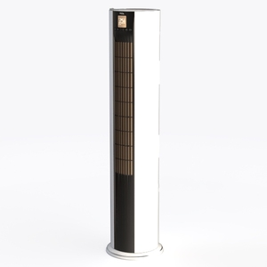 Modern Minimalist White Black Metal Wood Tower Fan 3D Model