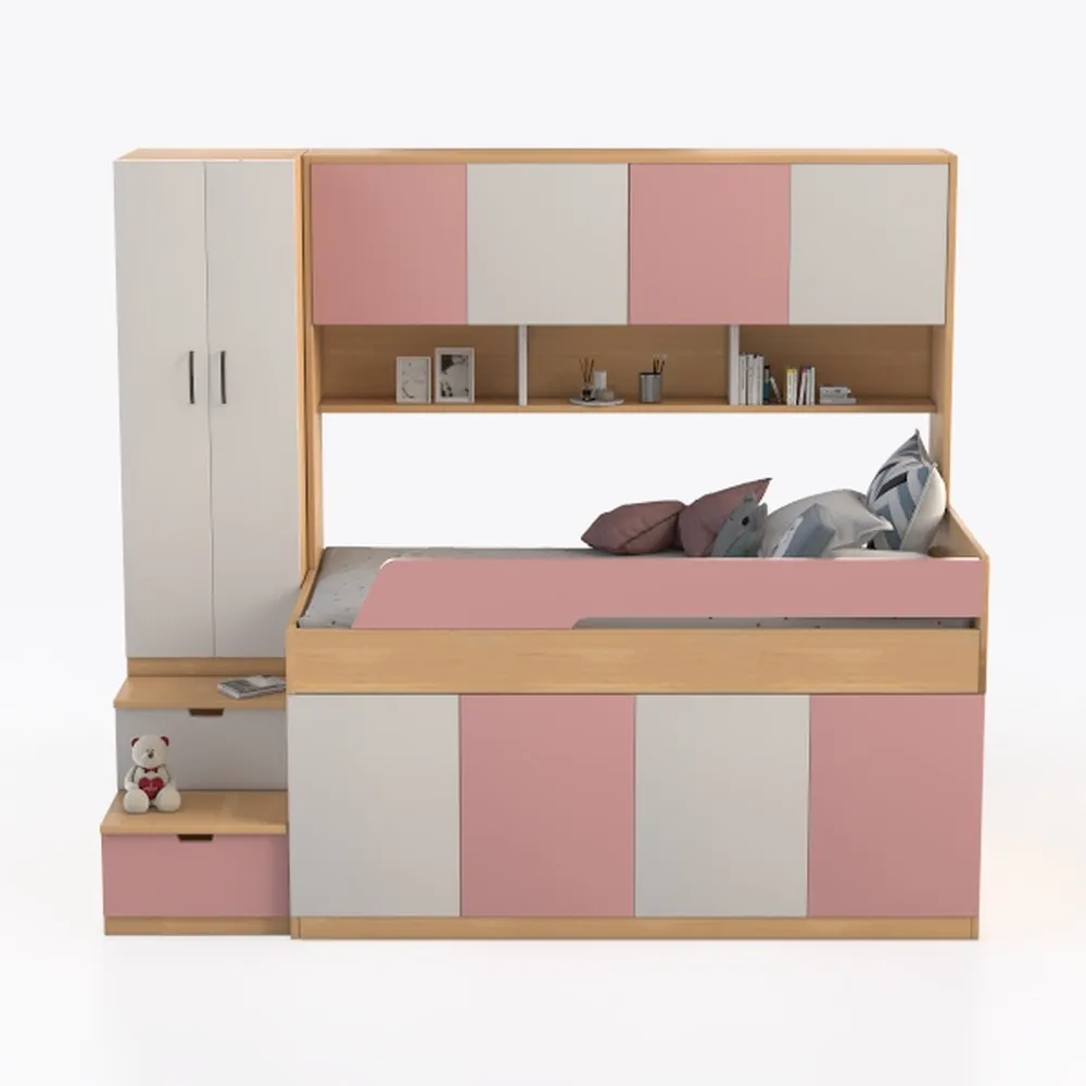 Pink and White Twin Size Wood Multifunctional Plat