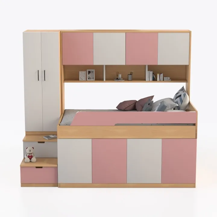 Pink and White Twin Size Wood Multifunctional Plat