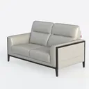 Modern Minimalist Light Gray Leather Loveseat Sofa 3D Model Left 45 Degree View